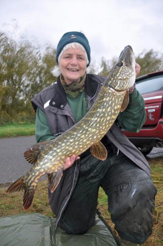 Jon Cole with the 6lb Pike that gave her the Ladies Championship for 2017
