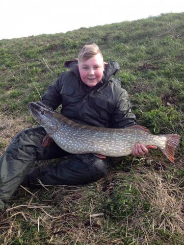 2015 Thomas Moore with the 29lb Pike he caught to give him and Dad Jonathon the WAA club pairs win